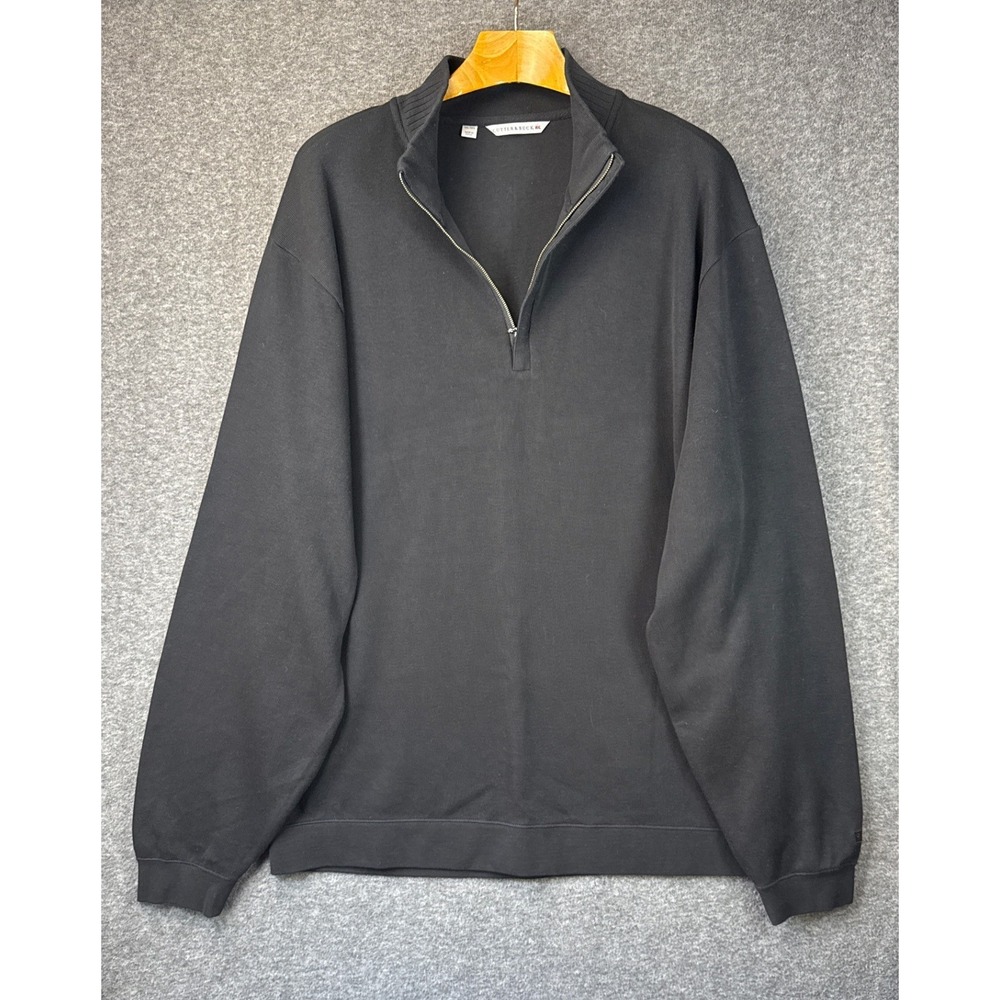 Cutter & Buck Mens XXL Black Cotton Quarter Zip Pullover Sweater Soft Knit Golf‎